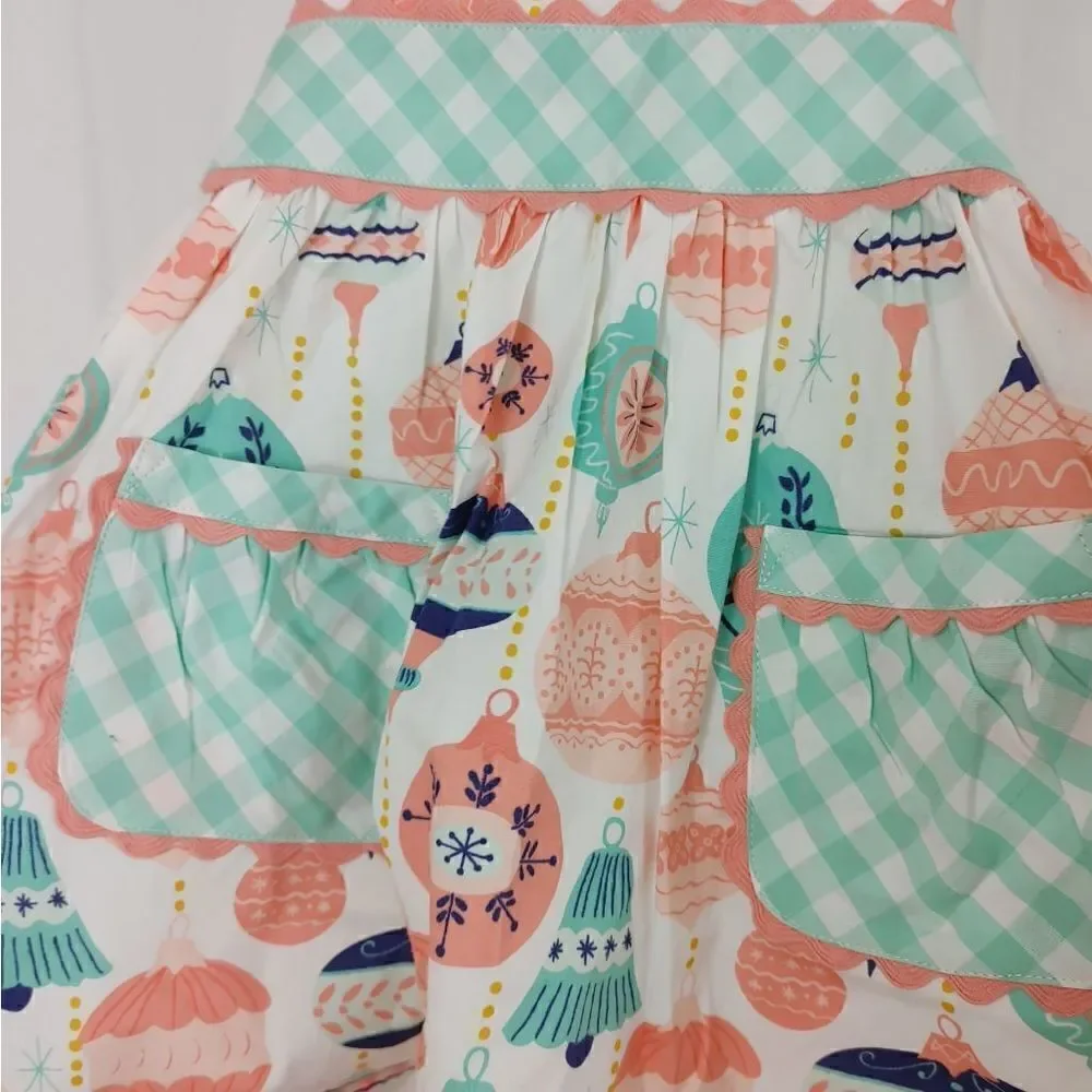 Nwt Serendipity Shrimp & Grits Ornament Christmas Halter Apron Dress Girls Size